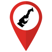 Monaco map on map pin icon red color isolated png