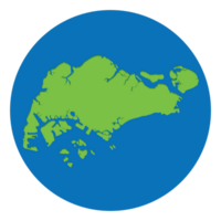 Singapore map green color in globe design with blue circle color. png