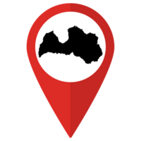 Latvia map on map pin icon red color isolated png