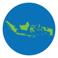 Indonesia map. Map of Indonesia in green color in globe design with blue circle color. png