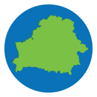 Belarus map. Map of Belarus in green color in globe design with blue circle color. png