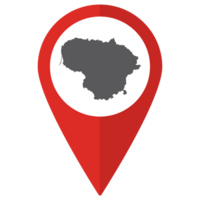 Lithuania map on map pin icon red color isolated png