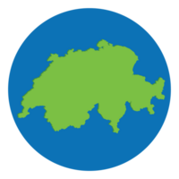 Schweiz Karte Grün Farbe im Globus Design mit Blau Kreis Farbe. png