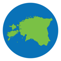 Estonia map. Map of Estonia in green color in globe design with blue circle color. png