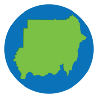 Sudan map. Map of Sudan in green color in globe design with blue circle color. png