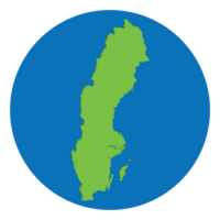 Sweden map. Map of Sweden green color in globe design with blue circle color. png