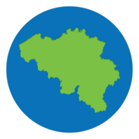 Belgium map. Map of Belgium in green color in globe design with blue circle color. png