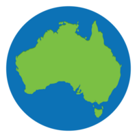 Australia map green color in globe design with blue circle color. Map of Australia png