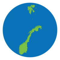 Norway map. Map of Norway in green color in globe design with blue circle color. png