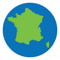 France or French map green color in globe design with blue circle color. png