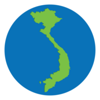 Vietnam map green color in globe design with blue circle color. png