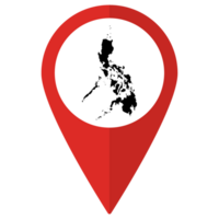 Filipinas mapa em mapa PIN ícone vermelho cor isolado png