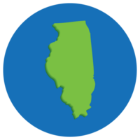 Illinois Zustand Karte im Globus gestalten Grün mit Blau Kreis Farbe. Karte von das uns Zustand von Illinois. png