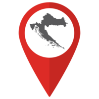 Croatia map on map pin icon red color isolated png
