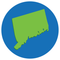 Connecticut staat kaart in wereldbol vorm groen met blauw cirkel kleur. kaart van de ons staat van Connecticut. png