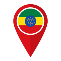 Ethiopia flag on map pinpoint icon isolated. Flag of Ethiopia png