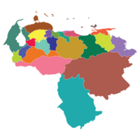 Venezuela kaart. kaart van Venezuela in administratief provincies in veelkleurig png