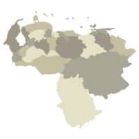 Venezuela map. Map of Venezuela in administrative provinces in multicolor png