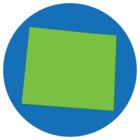 colorado stat Karta i klot form grön med blå cirkel Färg. Karta av de oss stat av colorado. png