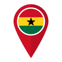 Ghana flag on map pinpoint icon isolated. Flag of Ghana png