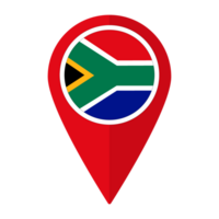 Sud Africa bandiera su carta geografica Pinpoint icona isolato. bandiera di Sud Africa png