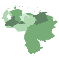 Venezuela map. Map of Venezuela in mains regions in multicolor png