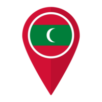 Maldives flag on map pinpoint icon isolated. Flag of Maldives png