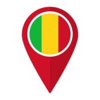 Mali flag on map pinpoint icon isolated. Flag of Mali png