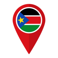 South Sudan flag on map pinpoint icon isolated. Flag of South Sudan png