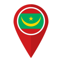 Mauritania flag on map pinpoint icon isolated. Flag of Mauritania png