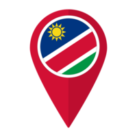 Namibia Flagge auf Karte punktgenau Symbol isoliert. Flagge von Namibia png
