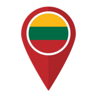 Lithuania flag on map pinpoint icon isolated. Flag of Lithuania png