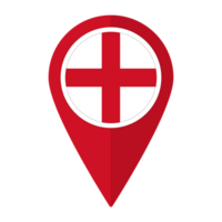 England flag on map pinpoint icon isolated. Flag of England png