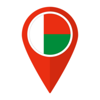 Madagascar flag on map pinpoint icon isolated. Flag of Madagascar png