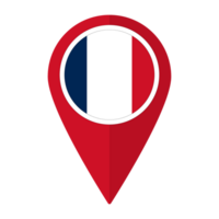 France flag on map pinpoint icon isolated. Flag of France png