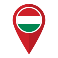 Hungary flag on map pinpoint icon isolated. Flag of Hungary png