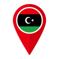 Libya flag on map pinpoint icon isolated. Flag of Libya png