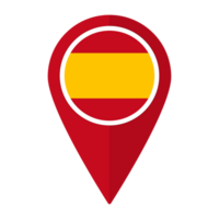 Spain flag on map pinpoint icon isolated. Flag of Spain png