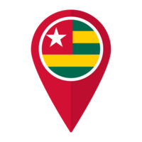 Togo flag on map pinpoint icon isolated. Flag of Togo png
