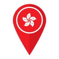 Hong Kong flag on map pinpoint icon isolated. Flag of Hong Kong png