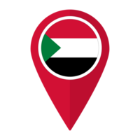 Sudan flag on map pinpoint icon isolated. Flag of Sudan png