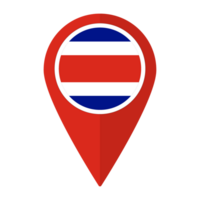 Flag of Costa Rica. Costa Rica flag on map pinpoint icon isolated. png