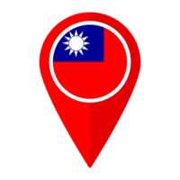 Taiwan flag on map pinpoint icon isolated. Flag of Taiwan png