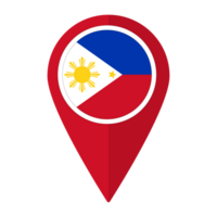 Philippinen Flagge auf Karte punktgenau Symbol isoliert. Flagge von Philippinen png