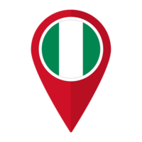 nigeria flagga på Karta precisera ikon isolerat. flagga av nigeria png