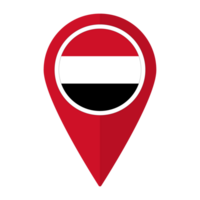 Yemen flag on map pinpoint icon isolated. Flag of Yemen png