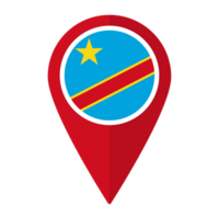 democratico repubblica di il congo bandiera su carta geografica Pinpoint icona isolato. png