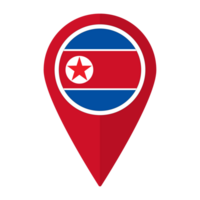 Norden Korea Flagge auf Karte punktgenau Symbol isoliert. Flagge von Norden Korea png