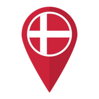 Denmark flag on map pinpoint icon isolated. Flag of Denmark. png