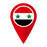 Syria flag on map pinpoint icon isolated. Flag of Syria png